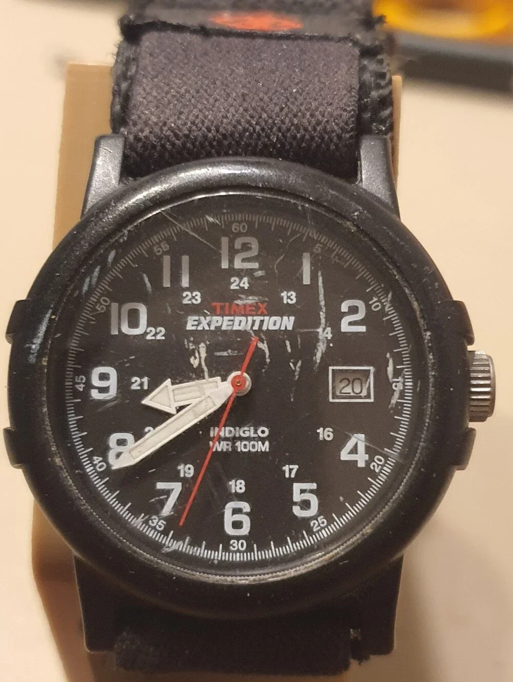 10/$20 Timex Indiglo Expedition Black Nylon Men's Field Watch w/Date